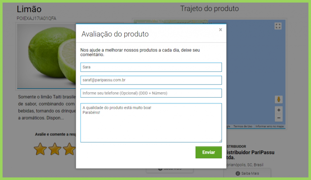 rastreabilidade limão